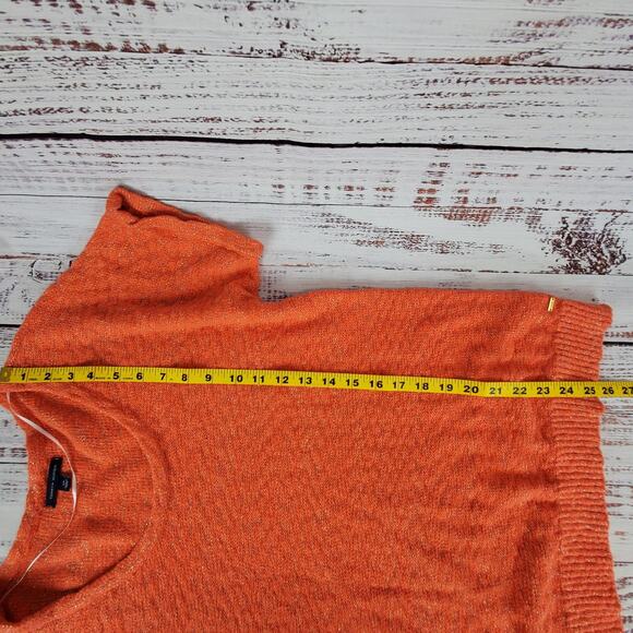 Tommy Hilfiger Stretch Knit Sweater Vibrant Orange w/ Gold Metallic Thred S/P - Picture 8 of 10